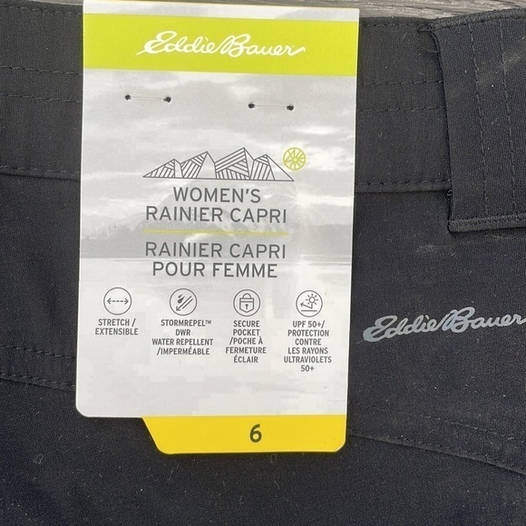NWT Sz 6 Eddie Bauer Rainer Capris pants in Black - Picture 9 of 9